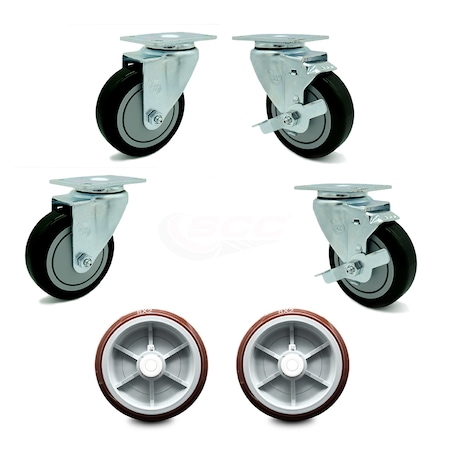 Service Caster Regency 600UBCKIT6 U-Boat Cart Caster and Wheel Replacement Set - USAREG20S414PPUBBLK-TP2-2-TLB-2PPUD820-2